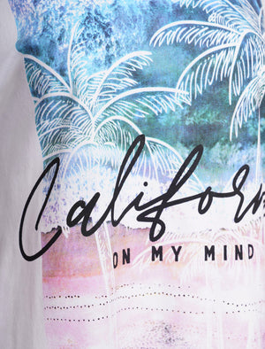 Cali On My Mind Motif Cotton T-Shirt in Optic White - South Shore