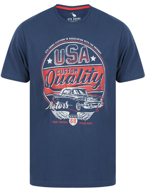 Custom Quality Motif Cotton Jersey T-Shirt in Insignia Blue - South Shore