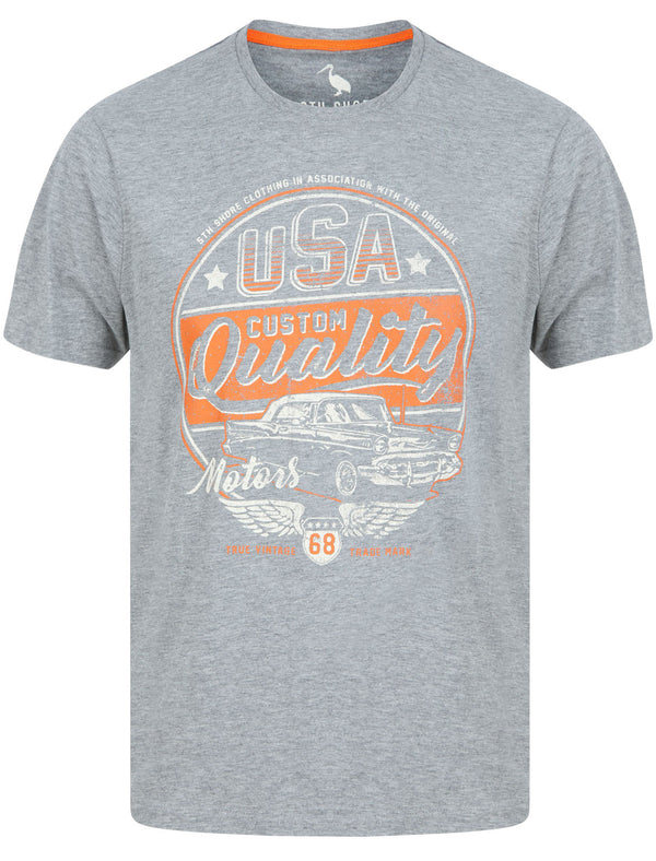 Custom Quality Motif Cotton Jersey T-Shirt in Mid Grey Marl - South Shore