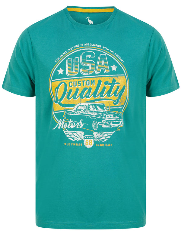 Custom Quality Motif Cotton Jersey T-Shirt in River Green - South Shore