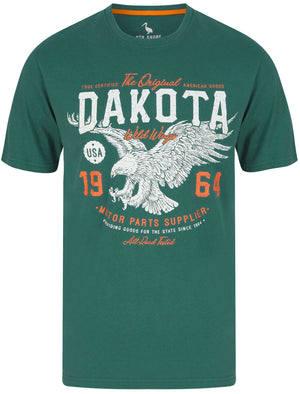 Dakota Wild Wings Motif Cotton Jersey T-Shirt in Mallard Green - South Shore