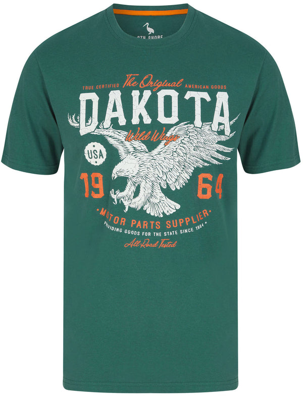 Dakota Wild Wings Motif Cotton Jersey T-Shirt in Mallard Green - South Shore