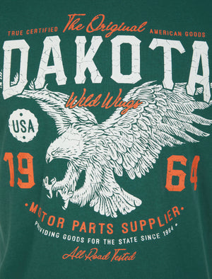 Dakota Wild Wings Motif Cotton Jersey T-Shirt in Mallard Green - South Shore