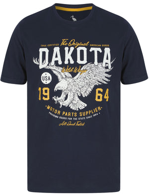 Dakota Wild Wings Motif Cotton Jersey T-Shirt in Sky Captain Navy - South Shore