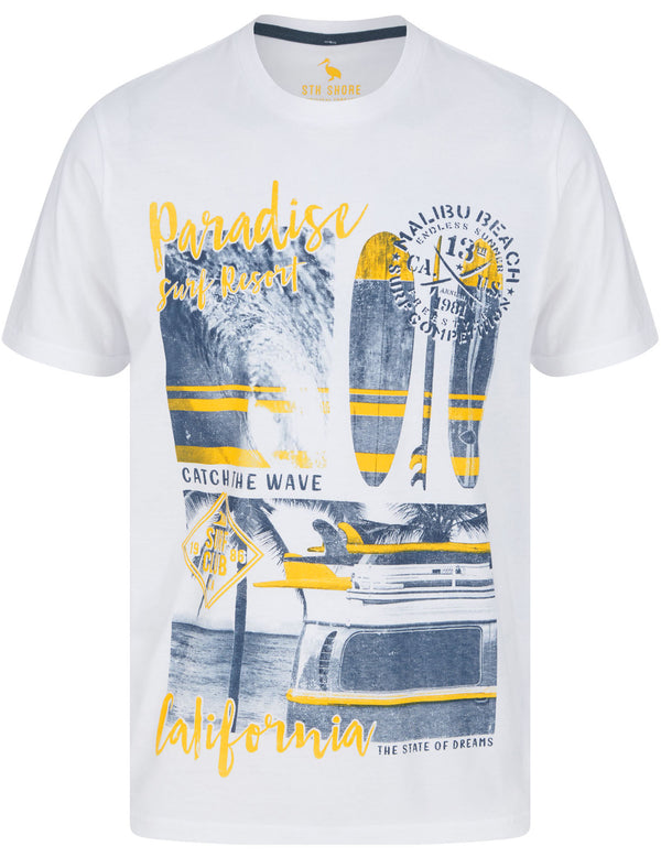 Dream State Motif Cotton Jersey T-Shirt in Optic White - South Shore