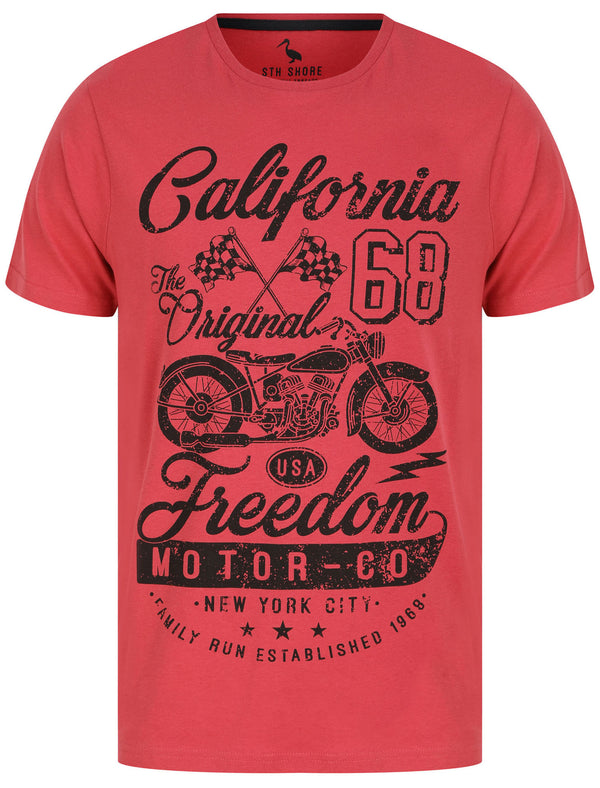 Freedom Motors Motif Cotton Jersey T-Shirt in Garnet Rose - South Shore