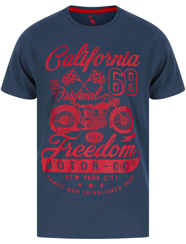 Freedom Motors Motif Cotton Jersey T-Shirt in Moonlit Ocean - South Shore