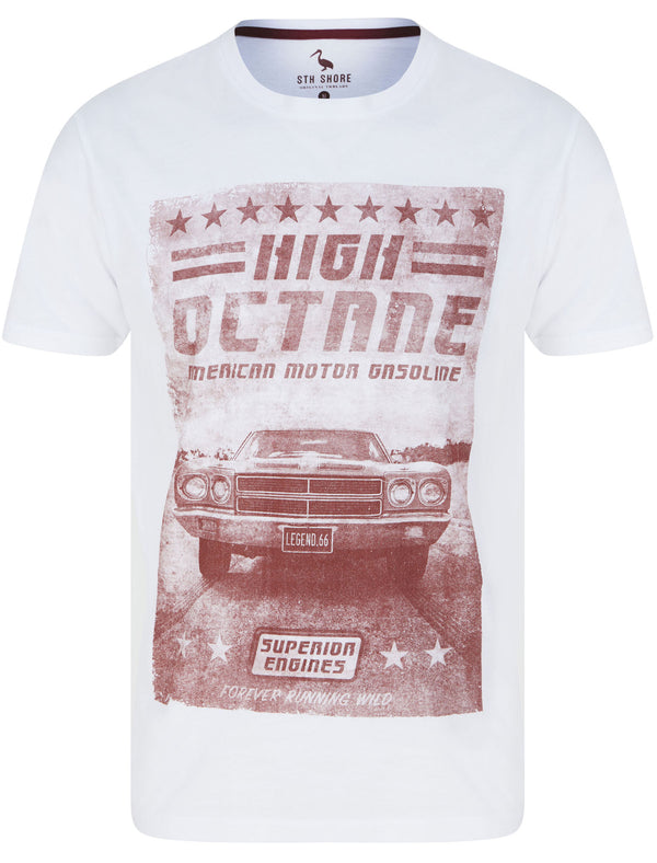 High Octane Motif Cotton Jersey T-Shirt in Optic White - South Shore