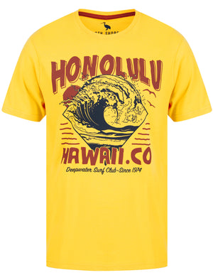 Honolulu Motif Cotton Jersey T-Shirt in Banana - South Shore
