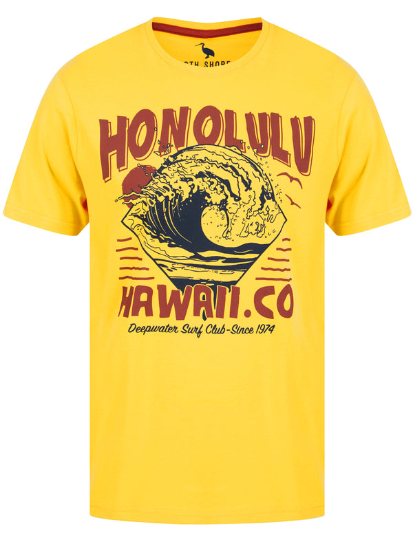 Honolulu Motif Cotton Jersey T-Shirt in Banana - South Shore