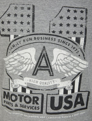 Motor 11 Motif Cotton Jersey T-Shirt in Mid Grey Marl - South Shore