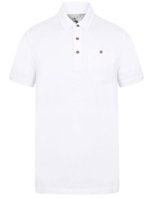 Pale Cotton Slub Polo Shirt with Chest Pocket in Optic White - South Shore