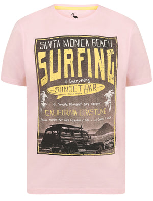 Sunset Bar Motif Cotton Jersey T-Shirt in Blushing Pink - South Shore