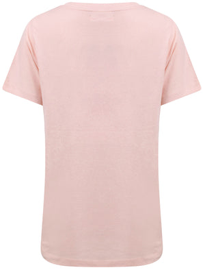 Sunsets Motif Cotton Crew Neck T-Shirt in English Rose - South Shore