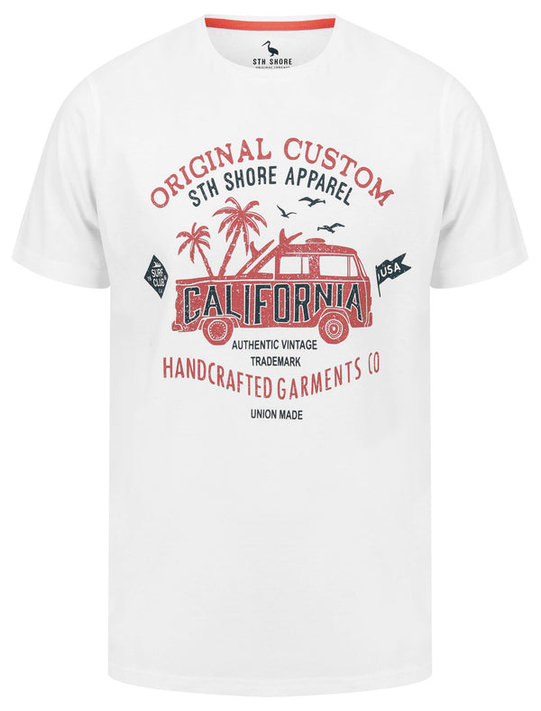 Custom Van Motif Cotton Jersey T-Shirt in Optic White - South Shore