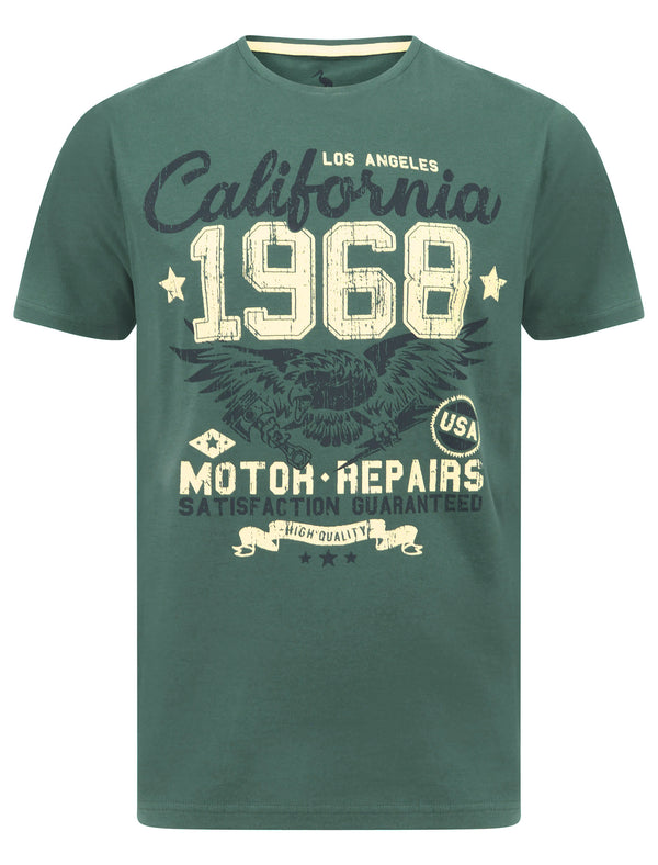 Eagle Calif Motif Cotton Jersey T-Shirt in Mallard Green - South Shore