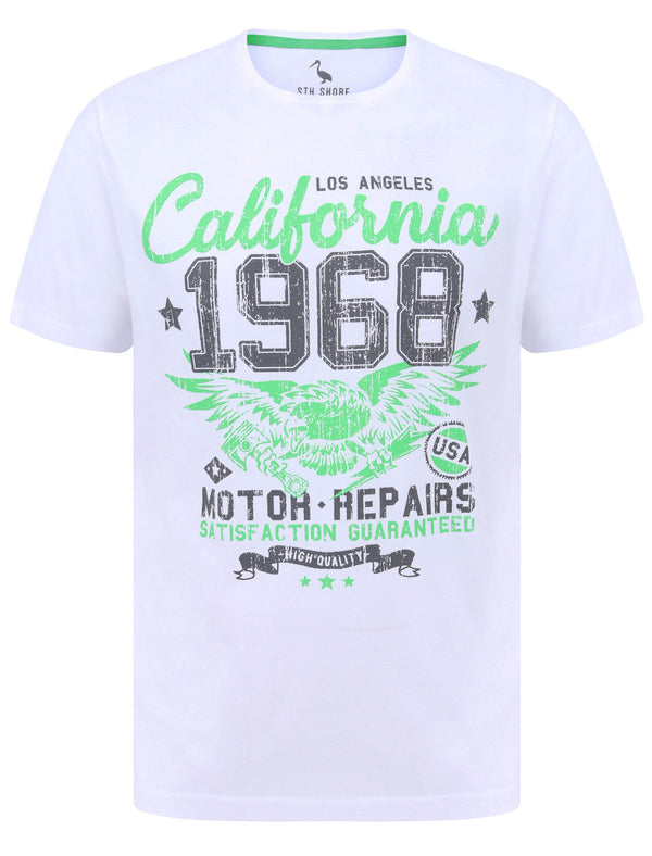 Eagle Calif Motif Cotton Jersey T-Shirt in Optic White - South Shore