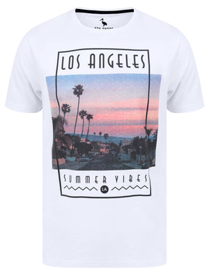 LA Summer Vibes Motif Cotton Jersey T-Shirt in Optic White - South Shore