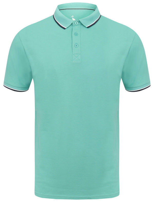 Rocky Bay Classic Cotton Pique Polo Shirt with Tipping In Mint - South Shore