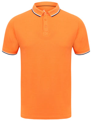 Rocky Bay Classic Cotton Pique Polo Shirt with Tipping In Orange - South Shore