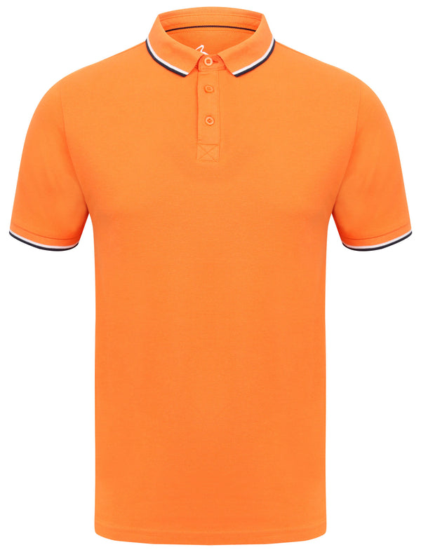 Rocky Bay Classic Cotton Pique Polo Shirt with Tipping In Orange - South Shore