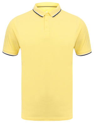 Rocky Bay Classic Cotton Pique Polo Shirt with Tipping In Yellow - South Shore
