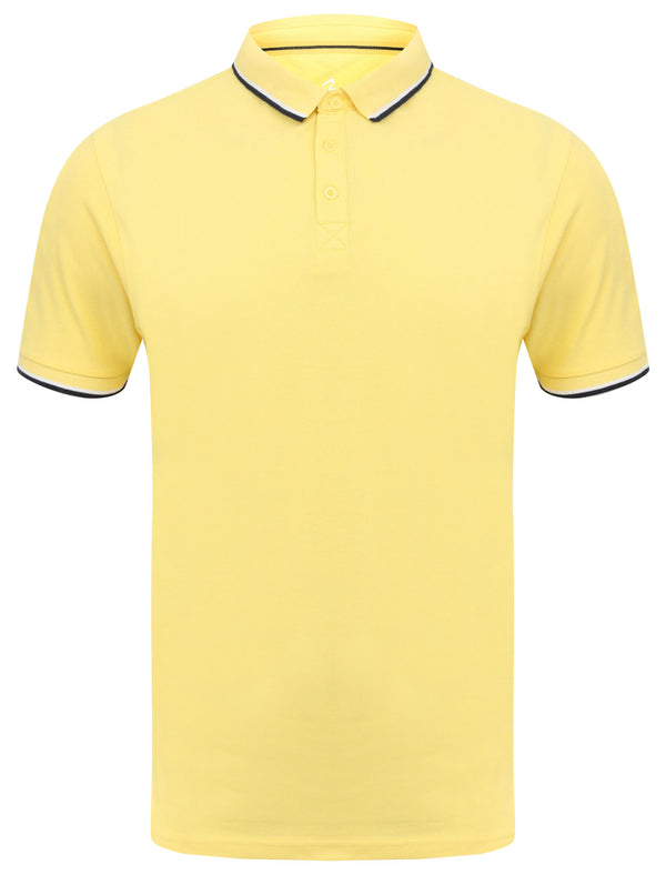 Rocky Bay Classic Cotton Pique Polo Shirt with Tipping In Yellow - South Shore