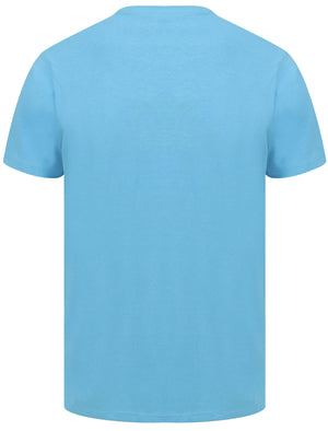Santa Monica Motif Cotton Jersey T-Shirt in Azure Blue - South Shore