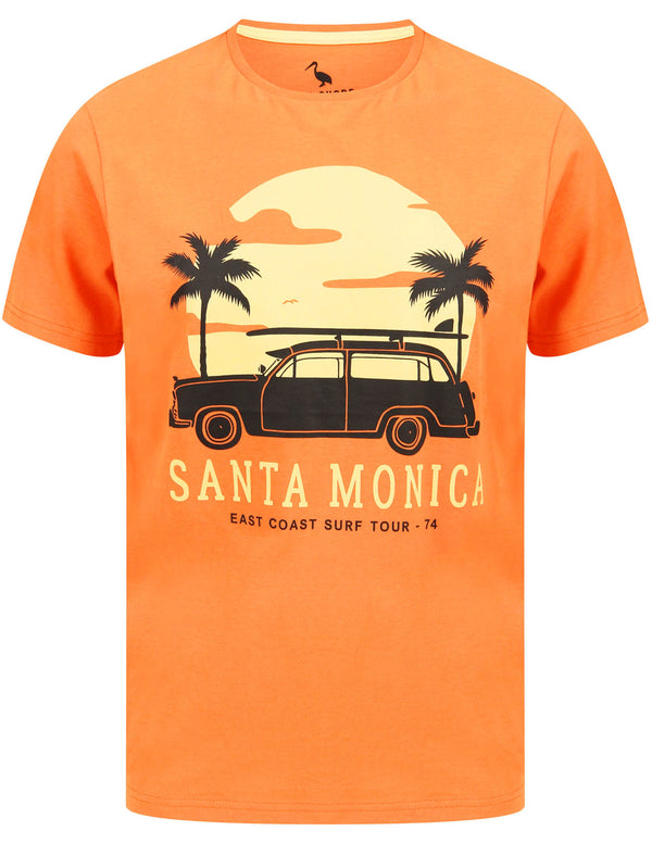 Santa Monica Motif Cotton Jersey T-Shirt in Dusty Orange - South Shore