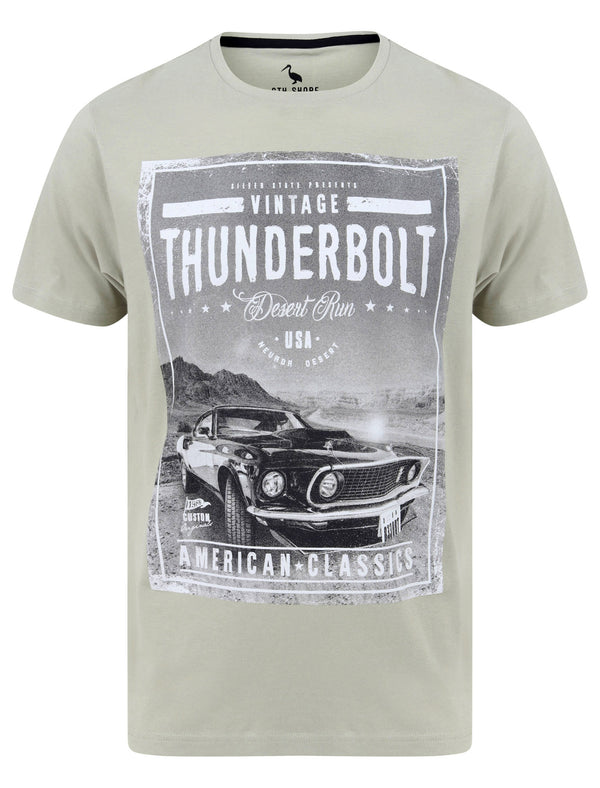 Thunderbolt Motif Cotton Jersey T-Shirt in Desert Sage - South Shore