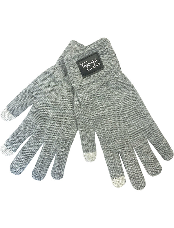 Men's Penn Knitted Gloves in Light Grey Marl
