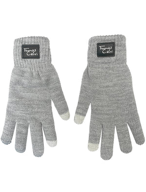 Men's Penn Knitted Gloves in Light Grey Marl