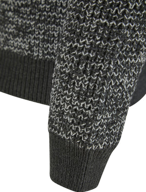Lund Colour Block Waffle Knit Jumper in Oatgrey Marl / Dark Grey Twist - Tokyo Laundry