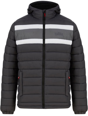 Talasi Colour Block Quilted Puffer Jacket with Fleece Lined Hood in Asphalt Grey - Tokyo Laundry Active Tech