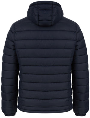 Talasi Colour Block Quilted Puffer Jacket with Fleece Lined Hood in Sky Captain Navy - Tokyo Laundry Active Tech