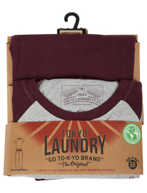 Advance 2pc Cotton Lounge Set in Light Grey Marl / Wine Tasting - Tokyo Laundry