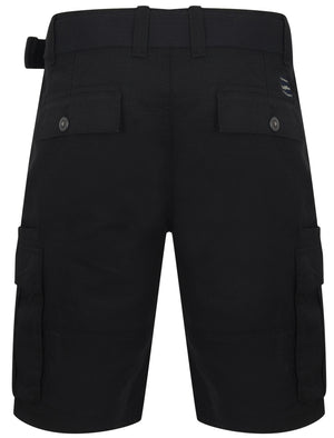Africa Ripstop Cotton Cargo Shorts with Belt In Black - Tokyo Laundry