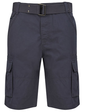 Africa Ripstop Cotton Cargo Shorts with Belt In Slate - Tokyo Laundry