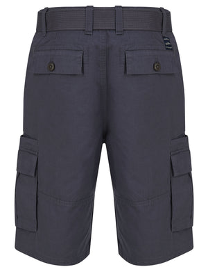 Africa Ripstop Cotton Cargo Shorts with Belt In Slate - Tokyo Laundry