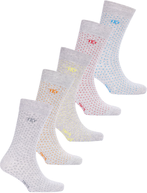 Airile (5 Pack) Cotton Rich Polka Dot Socks in Sage / Orange / Yellow / Red / Blue - Tokyo Laundry