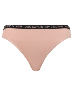 Alcora (3 Pack) No VPL Seam Free Assorted Thongs in Silver Pink / Jet Black / Silver Pink - Tokyo Laundry