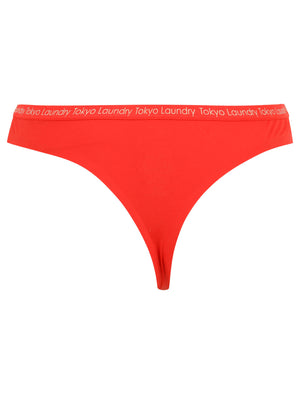 Almeria (3 Pack) No VPL Seam Free Assorted Thongs in Midnight Blue / Lollipop Red / Nude - Tokyo Laundry