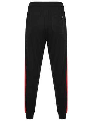 Asmodeus Pant Cuffed Joggers with Contrast Coloured Side Panels In Jet Black - Tokyo Laundry
