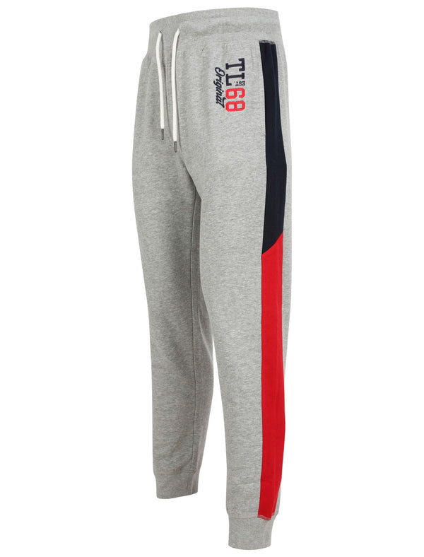Asmodeus Pant Cuffed Joggers with Contrast Coloured Side Panels In Light Grey Marl - Tokyo Laundry
