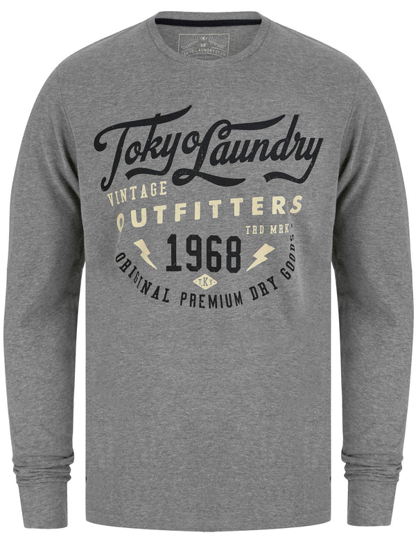 Bearer Motif Cotton Jersey Long Sleeve Top In Mid Grey Marl - Tokyo Laundry