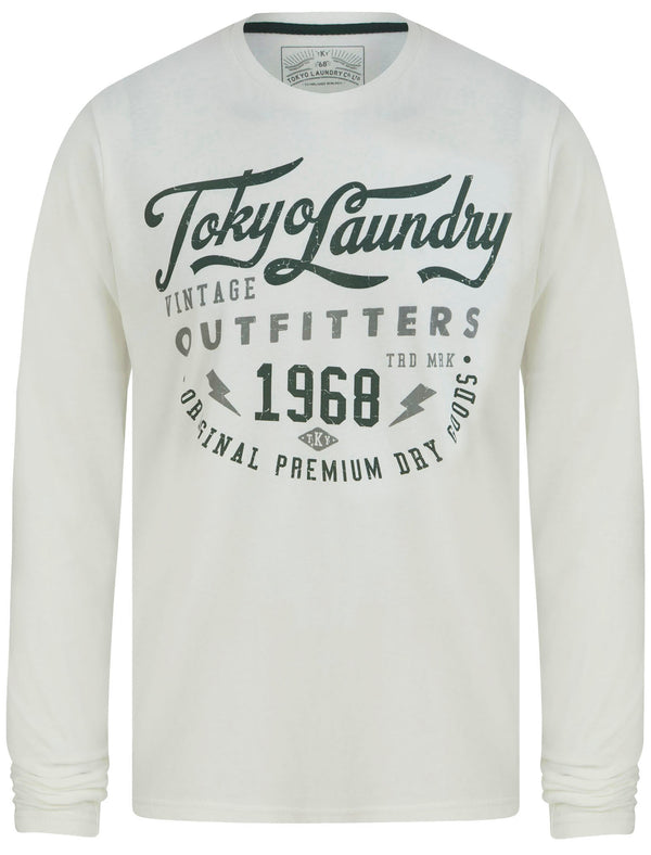 Bearer Motif Cotton Jersey Long Sleeve Top In Snow White - Tokyo Laundry