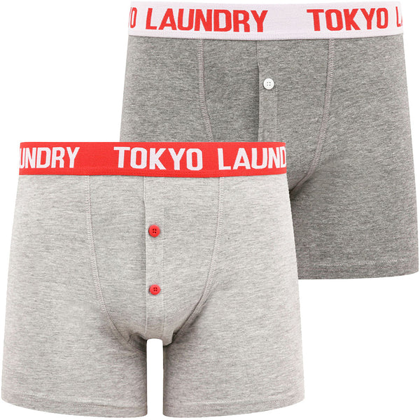 Beldon (2 Pack) Boxer Shorts Set in High Risk Red / Bright White - Tokyo Laundry