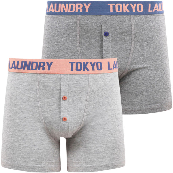 Beldon (2 Pack) Boxer Shorts Set in Papaya Punch / Washed Blue - Tokyo Laundry