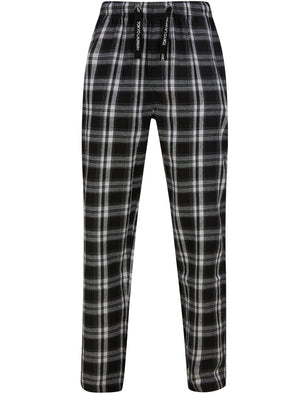 Bennett Brushed Flannel Woven Checked Cotton Lounge Pants in Jet Black  - Tokyo Laundry