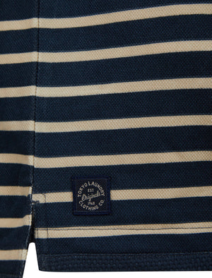 Bibury Striped Cotton Pique Half Zip Neck  Sweater Top in Fog Stone - Tokyo Laundry